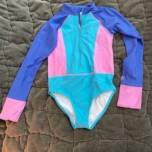 Coolibar Kids Swim Rashguard - Aqua and Pink